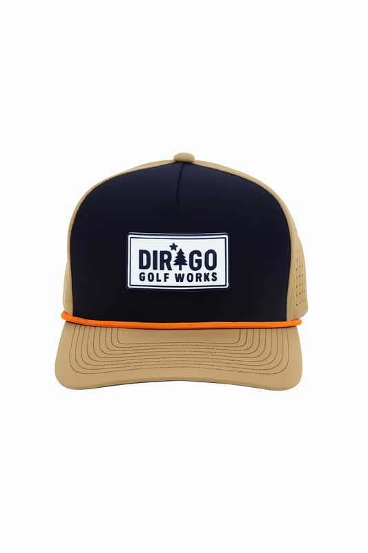 The Kineo – Dirigo Golf Works Performance Cap (Navy / Khaki)