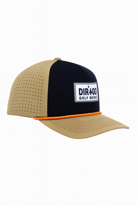 The Kineo – Dirigo Golf Works Performance Cap (Navy / Khaki)