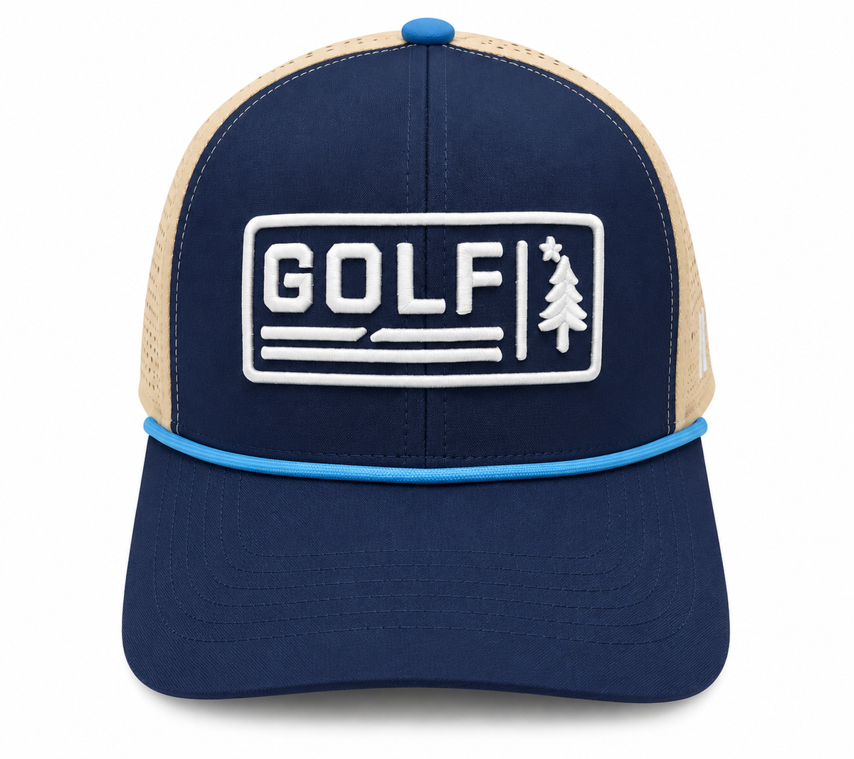 The Golf Adjacent – Dirigo Golf Works Performance Cap (Navy / Khaki)