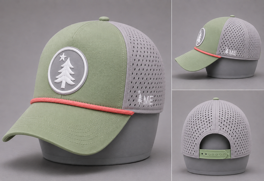 ME Buoy Series “The Landlock” - Dirigo Golf Works Performance Cap (Sage / Coral)