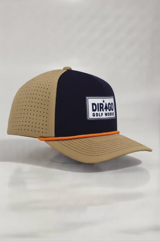 The Kineo – Dirigo Golf Works Performance Cap (Navy / Khaki)
